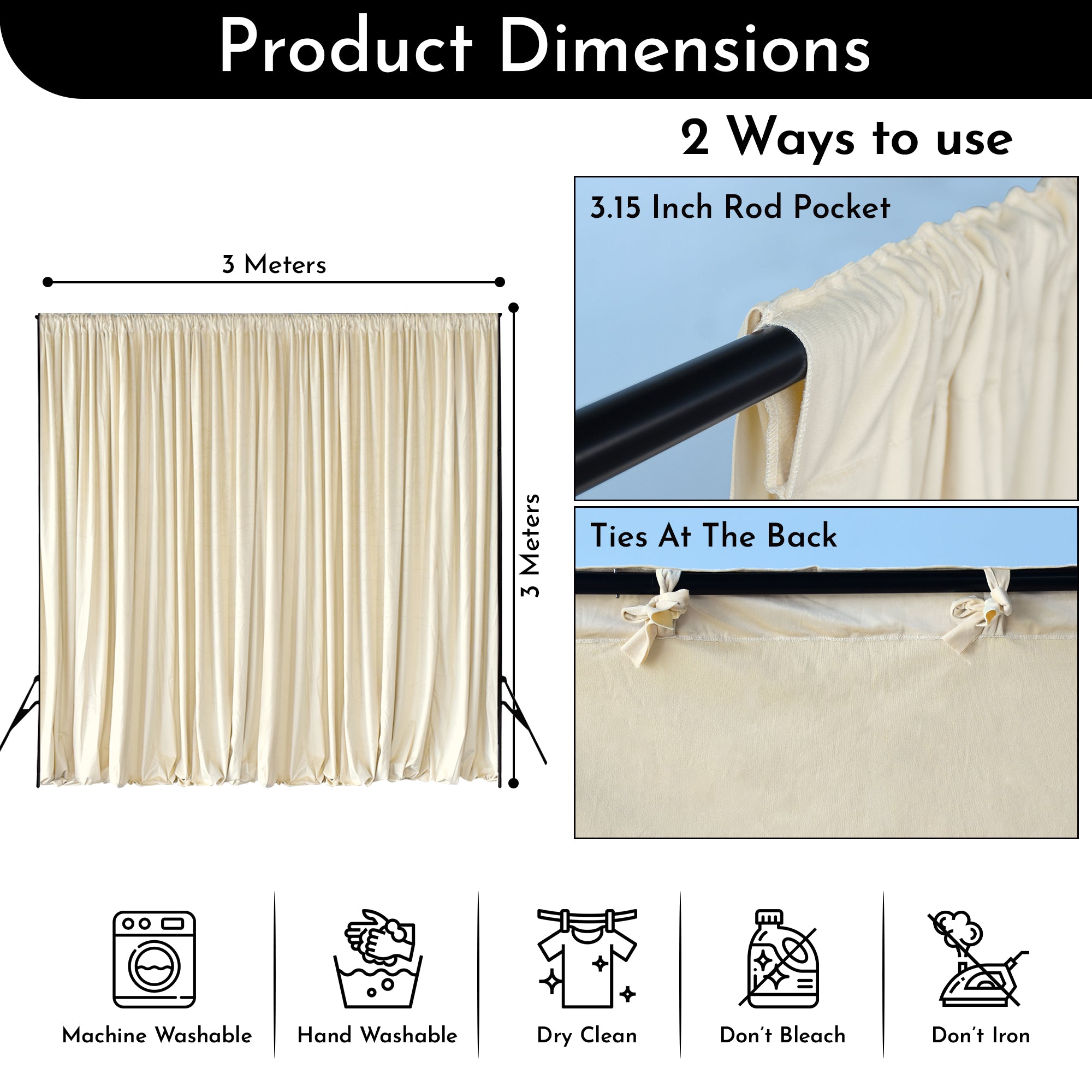 190GSM Dutch Velvet Backdrop - Ivory
