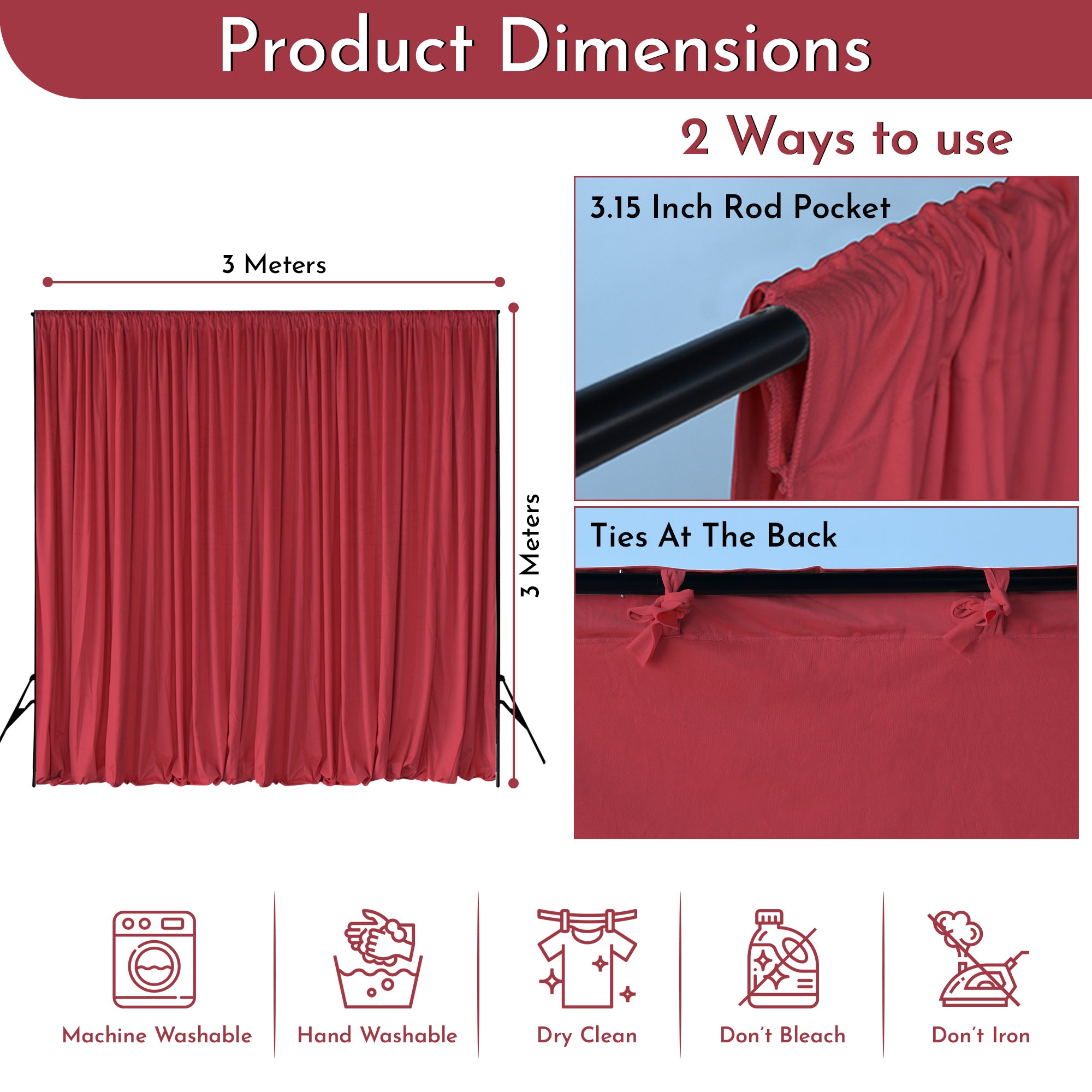 190GSM Dutch Velvet Backdrop - Red