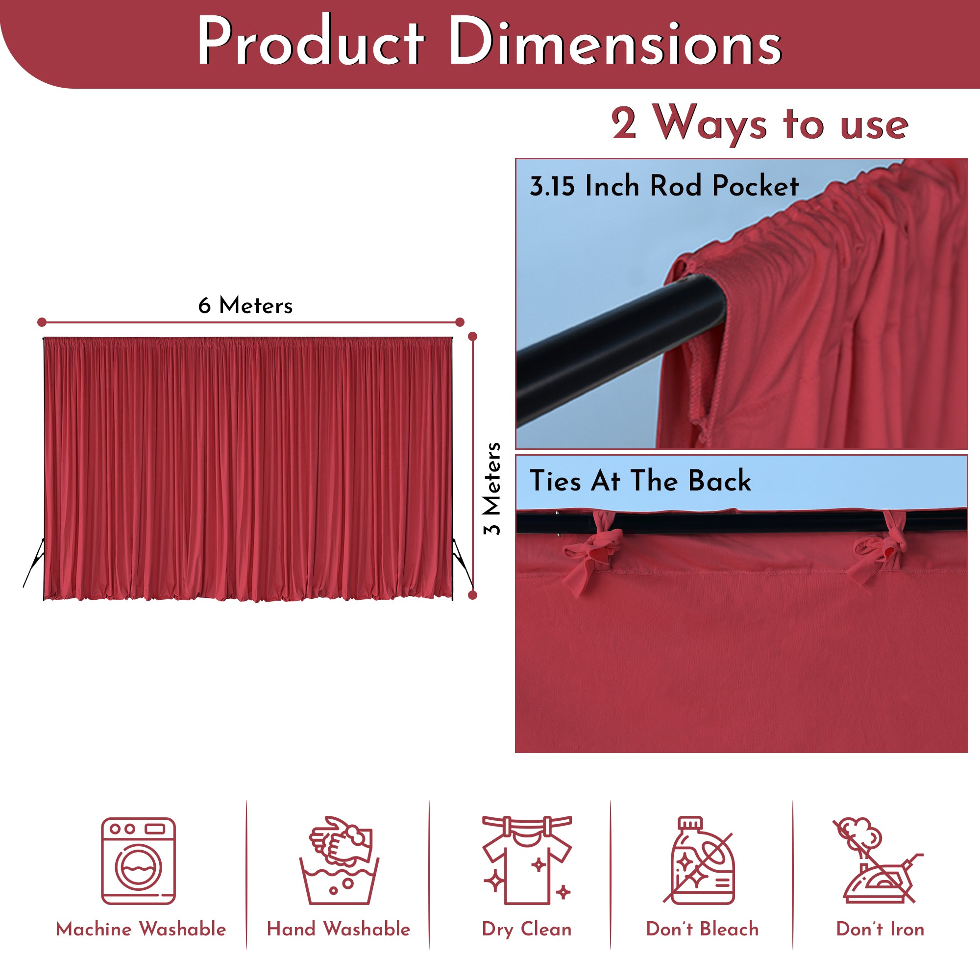 190GSM Dutch Velvet Backdrop - Red