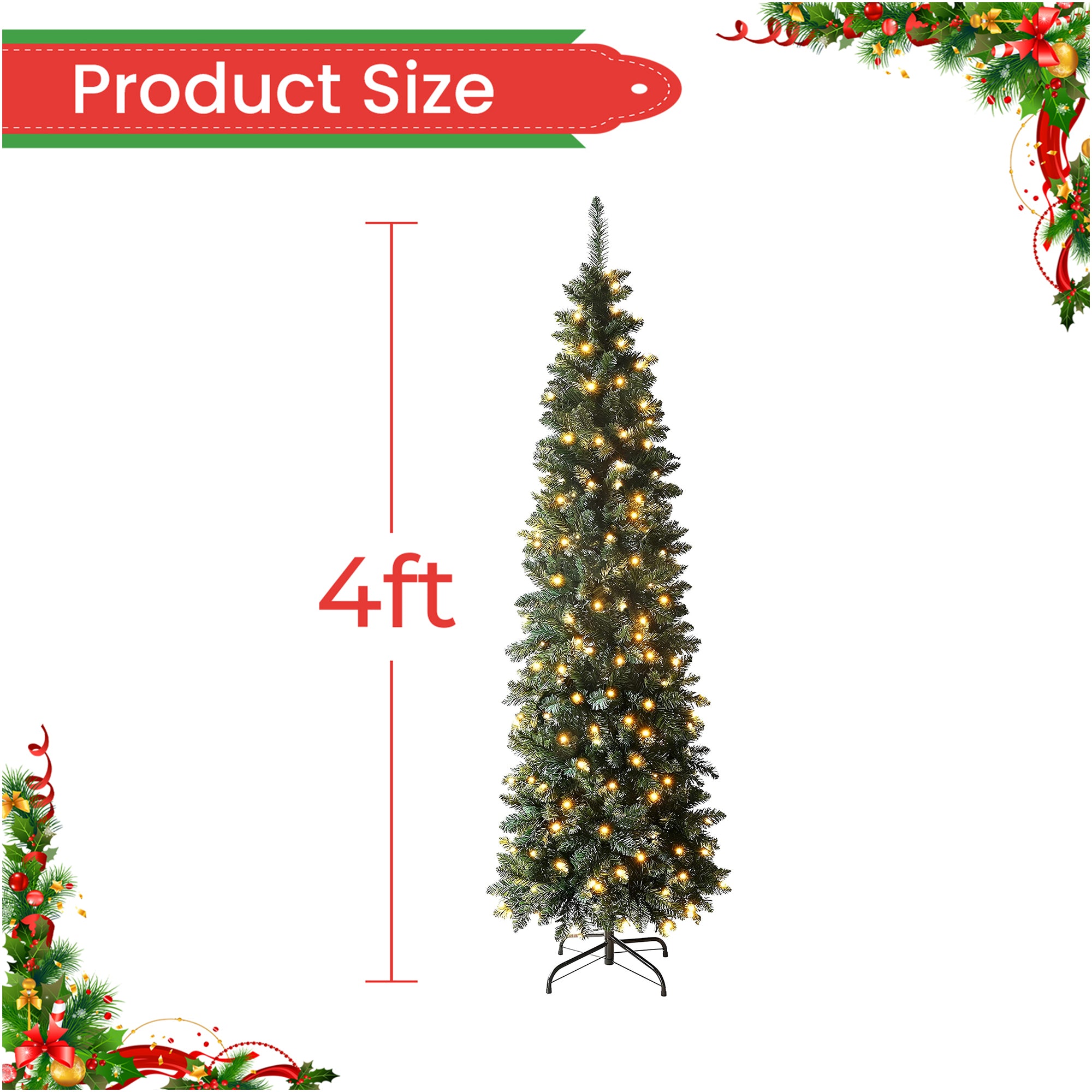 Pre-Lit Pencil Tree - Warm White
