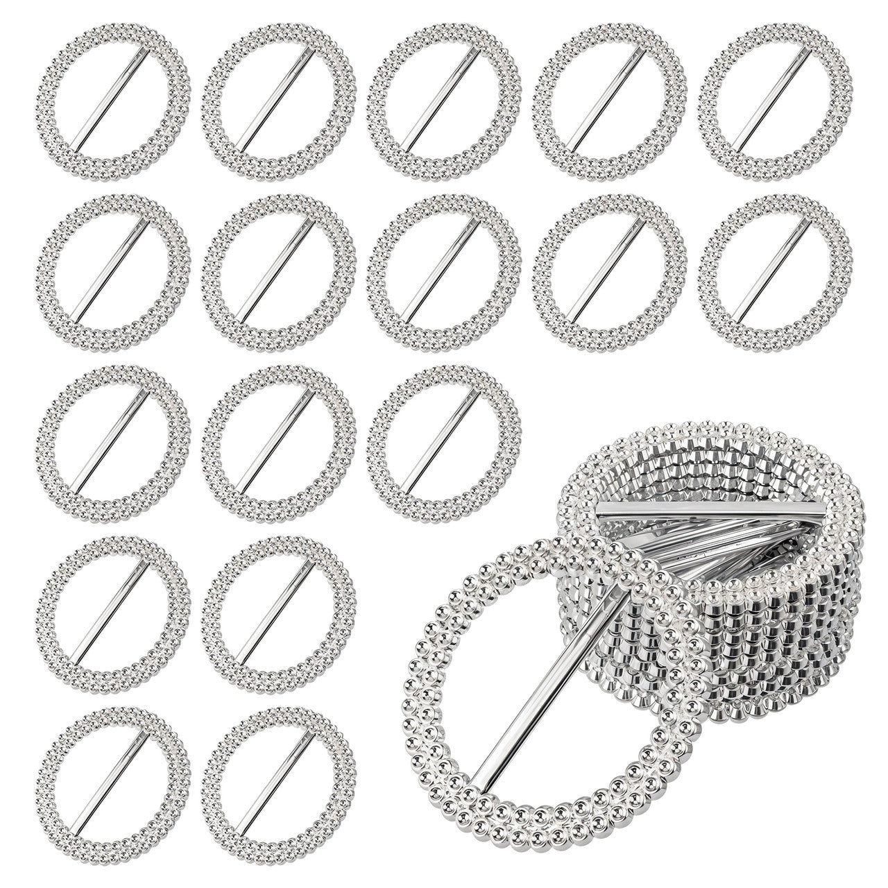 50mm Round Diamante Buckle for Chair Bands - 5pcs