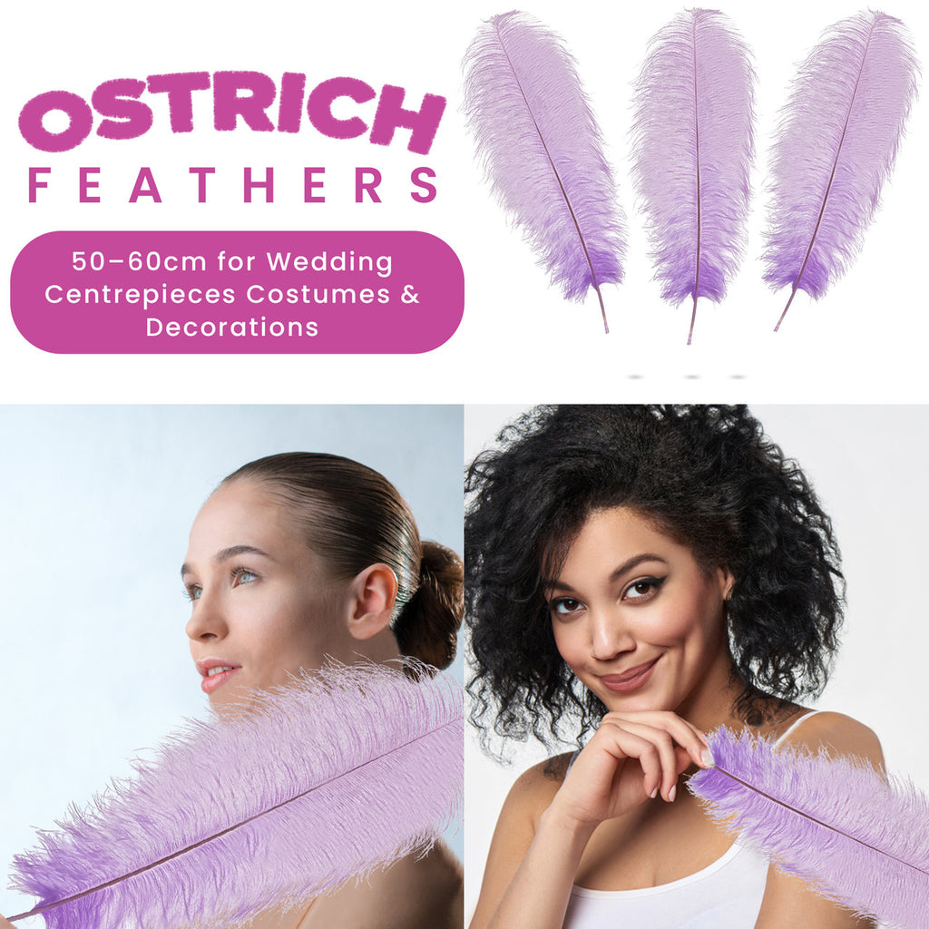 50-60cm Loose Ostrich Feathers, 5pcs - Lilac