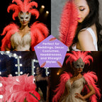 50-60cm Loose Ostrich Feathers, 5pcs - Red