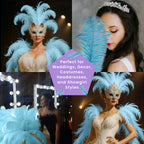 50-60cm Loose Ostrich Feathers, 5pcs - Turquoise