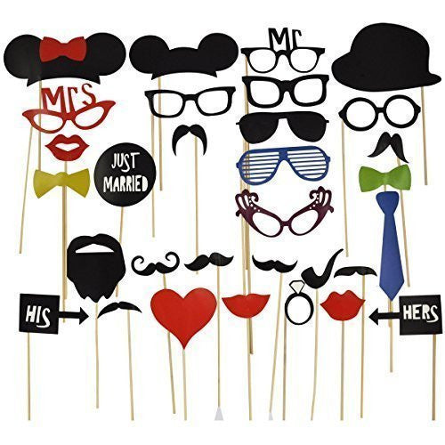 31pc Wedding Photo Booth Cardboard Party Props