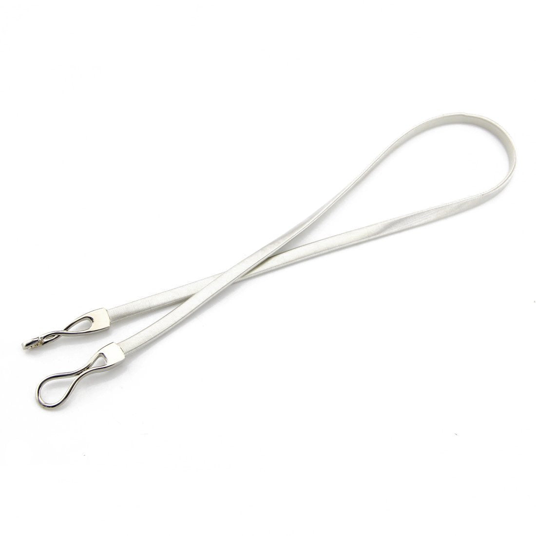 Elasticated Belt with Hook Buckle - Silver