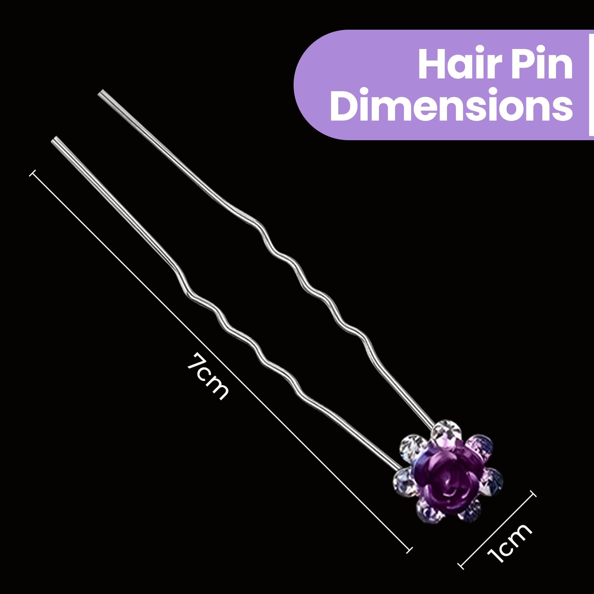 Flower Crystal Hair Pins - 10pcs