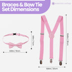 Kids Braces with Bow Tie - 25mm - Light Pink