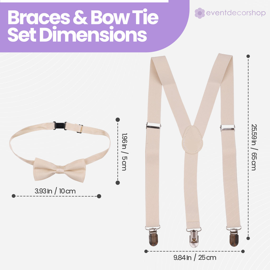 Kids Braces with Bow Tie - 25mm - Beige