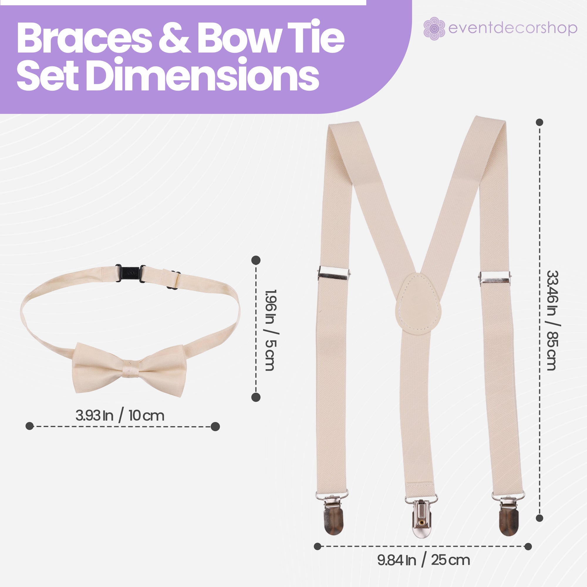 Kids Braces with Bow Tie - 25mm - Beige