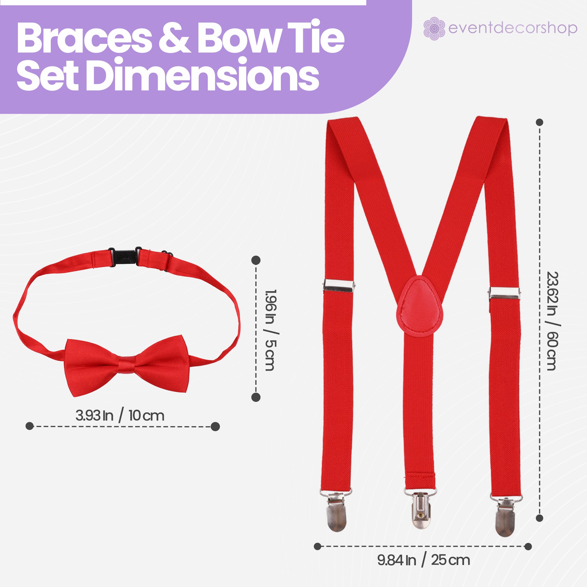 Kids Braces with Bow Tie - 25mm - Red