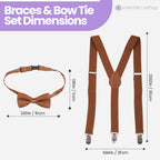 Kids Braces with Bow Tie - 25mm - Brown