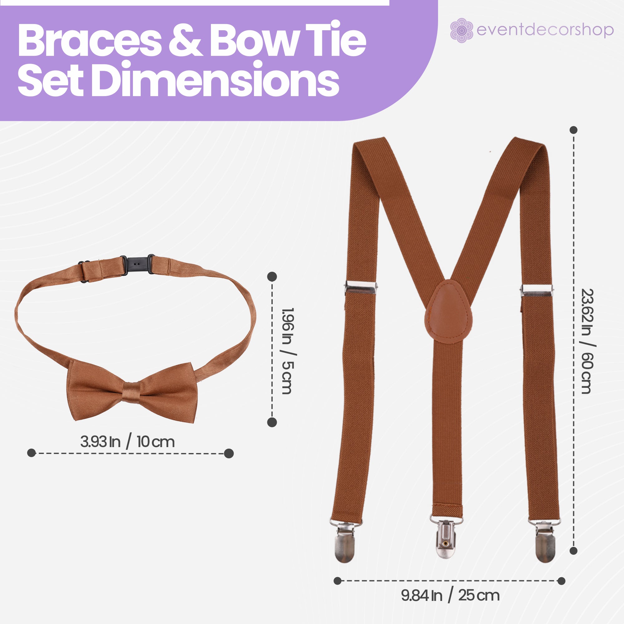Kids Braces with Bow Tie - 25mm - Brown