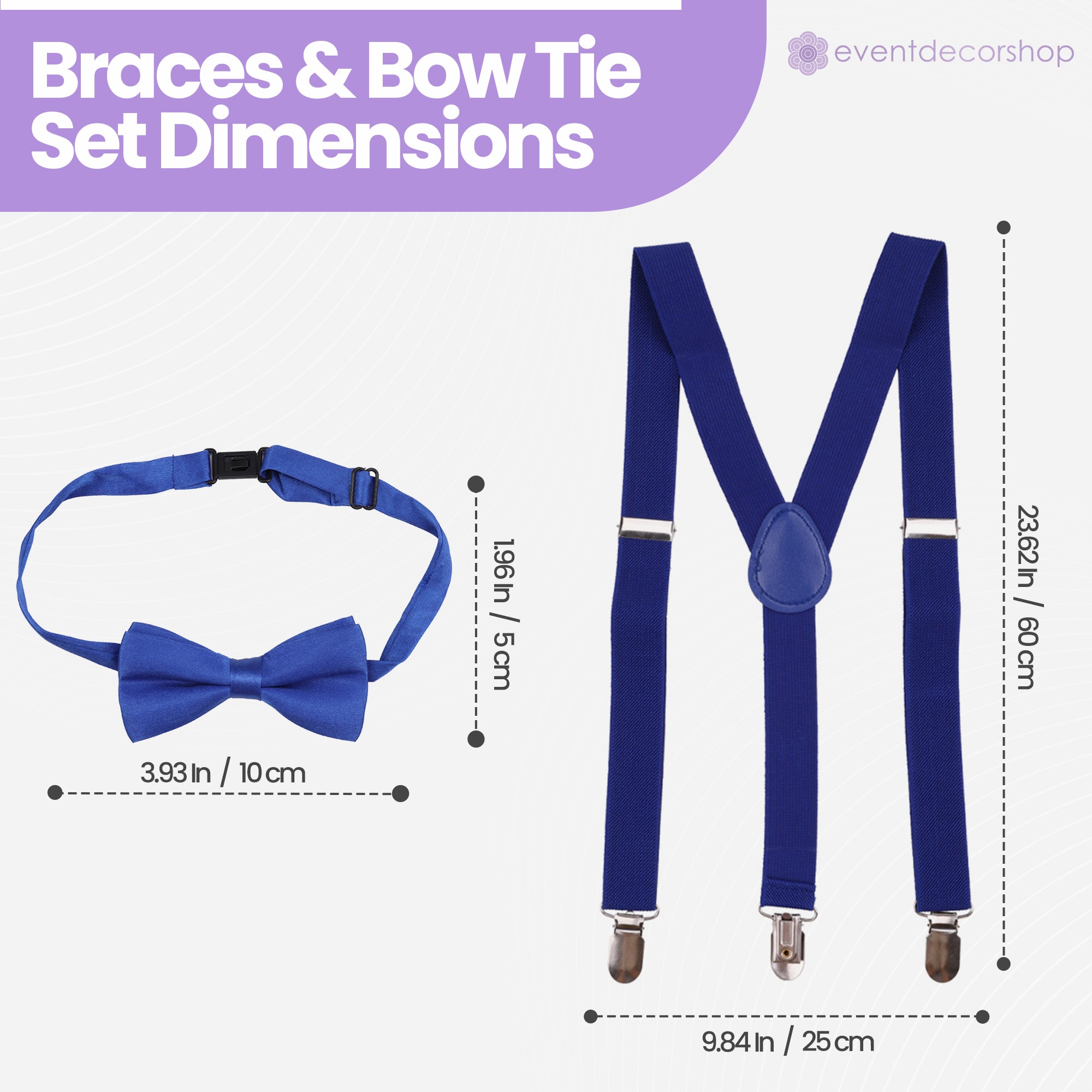 Kids Braces with Bow Tie - 25mm - Royal Blue