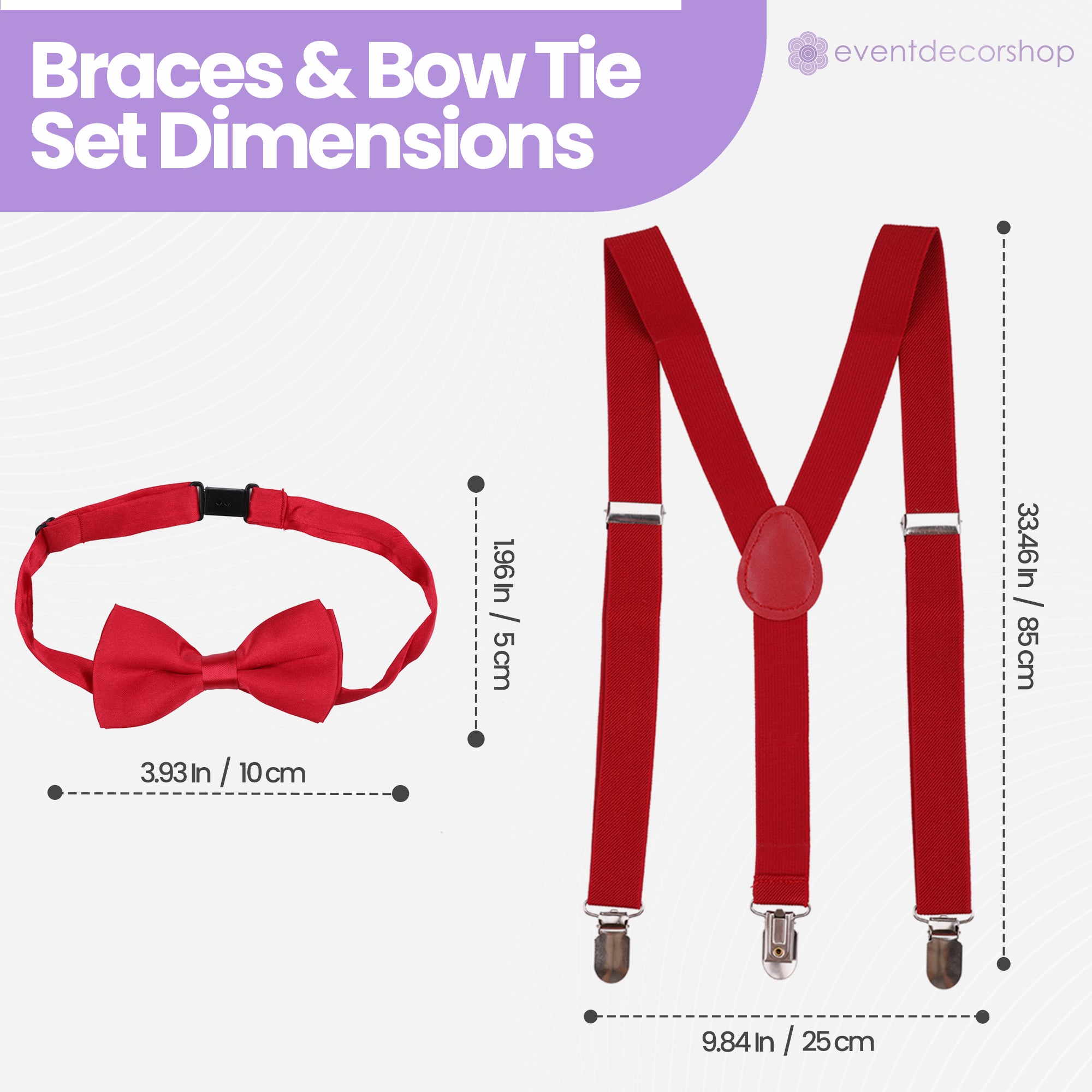 Kids Braces with Bow Tie - 25mm - Burgundy