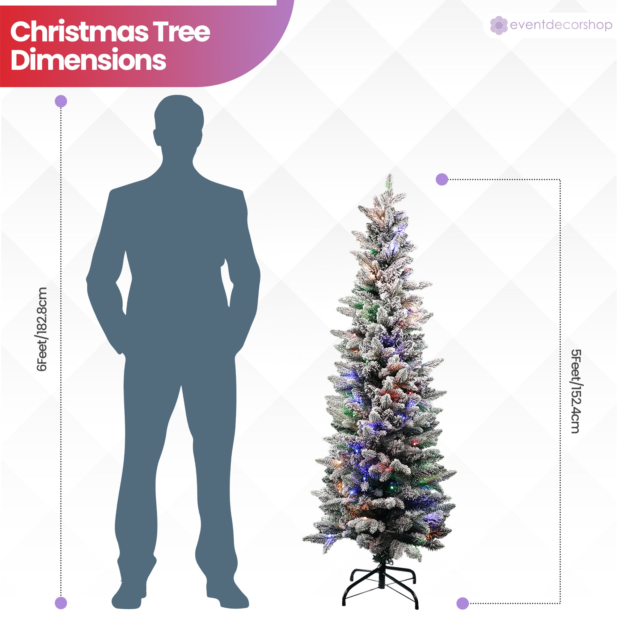 Frosted Whisper Slim Christmas Tree with Warm White Lights - 4ft/5ft/6ft