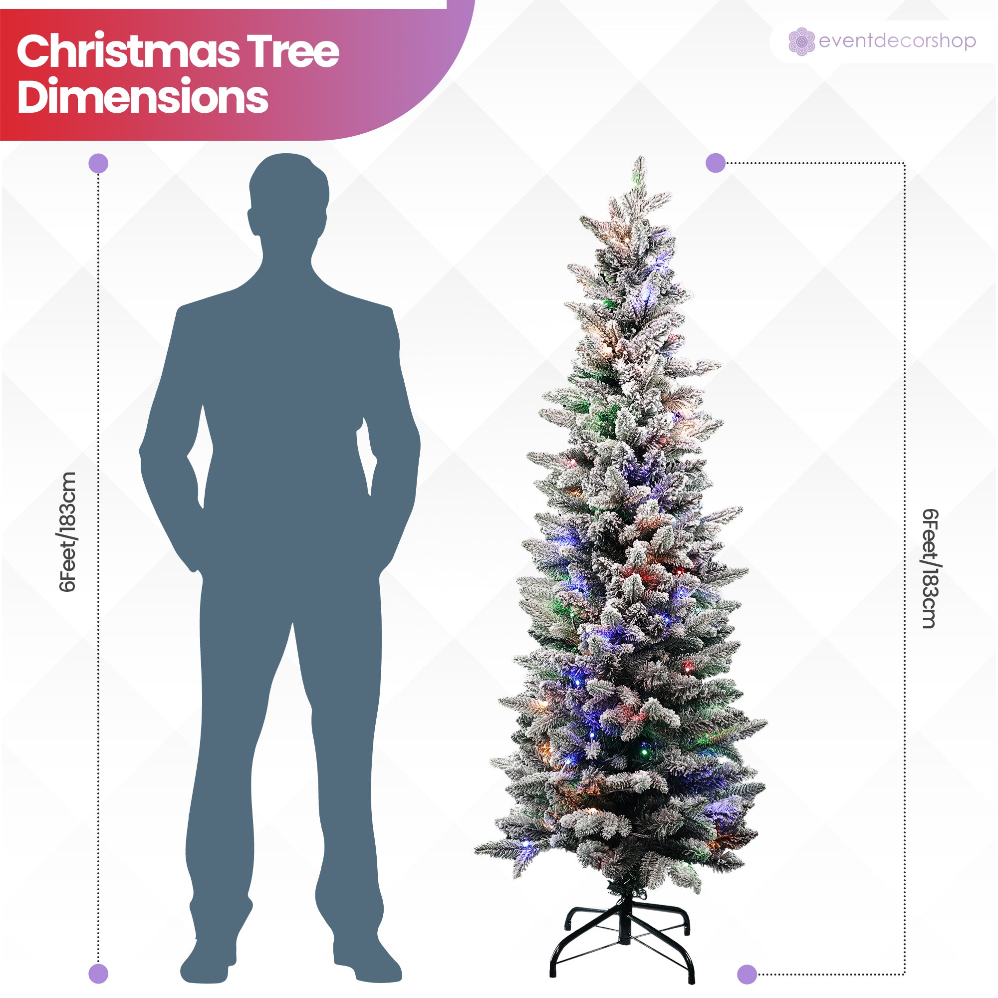 Frosted Whisper Slim Christmas Tree with Warm White Lights - 4ft/5ft/6ft
