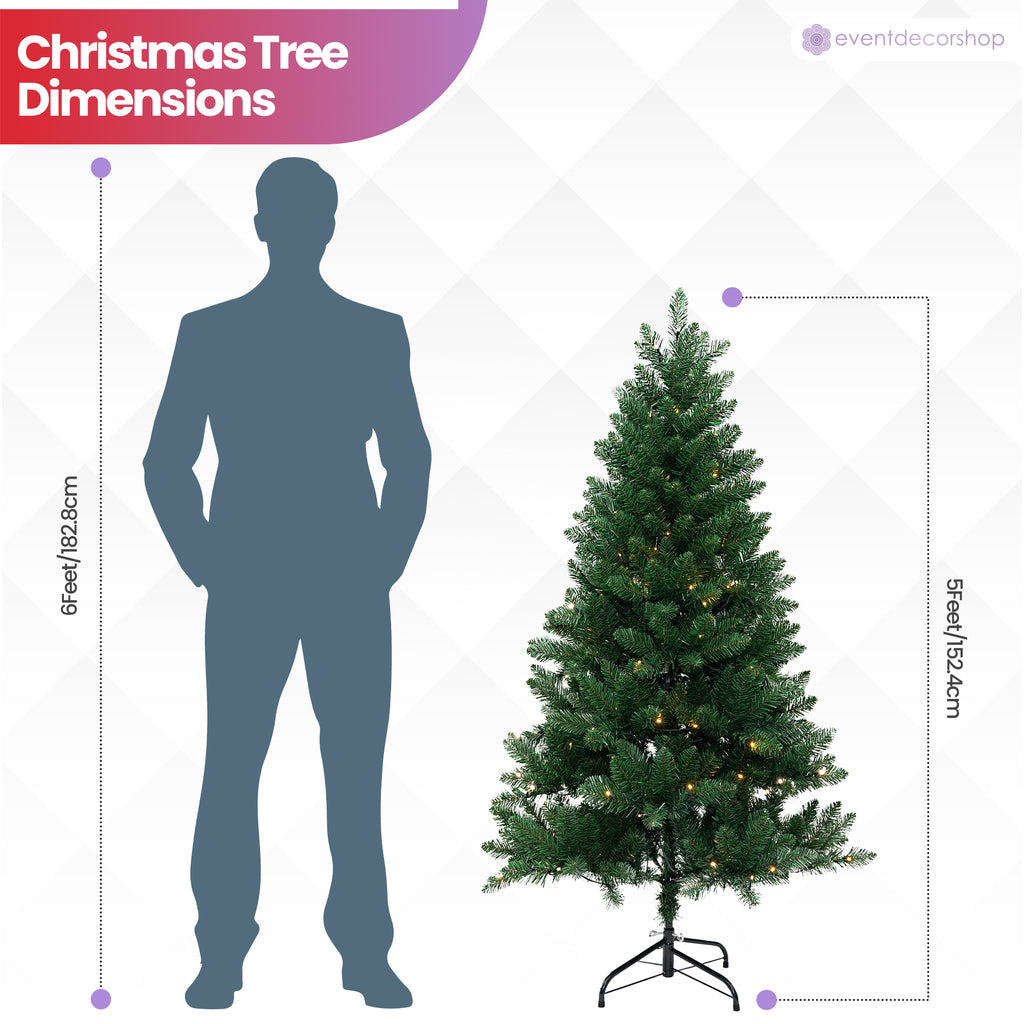 Evergreen Christmas Tree with Warm White Lights - 4ft/5ft/6ft