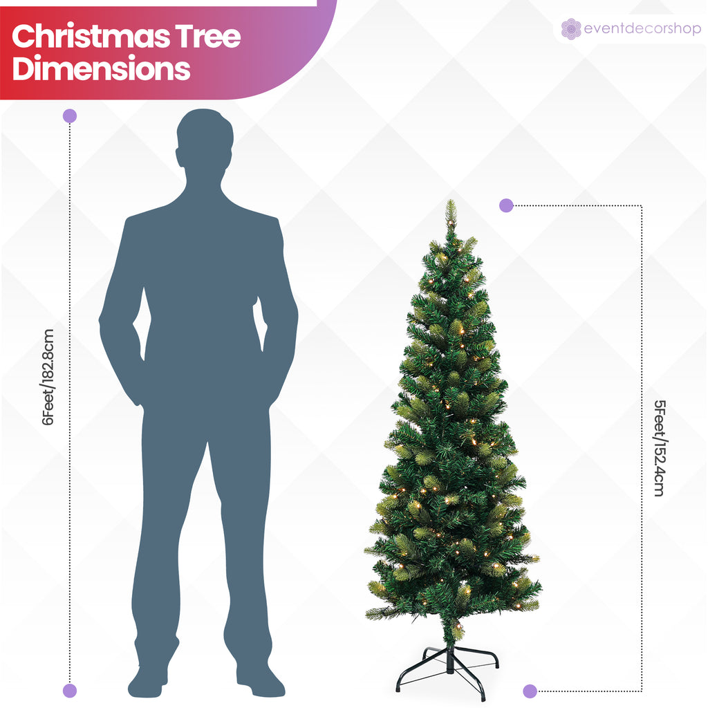Yuletide Slim Christmas Tree with Warm White Lights - 4ft/5ft/6ft