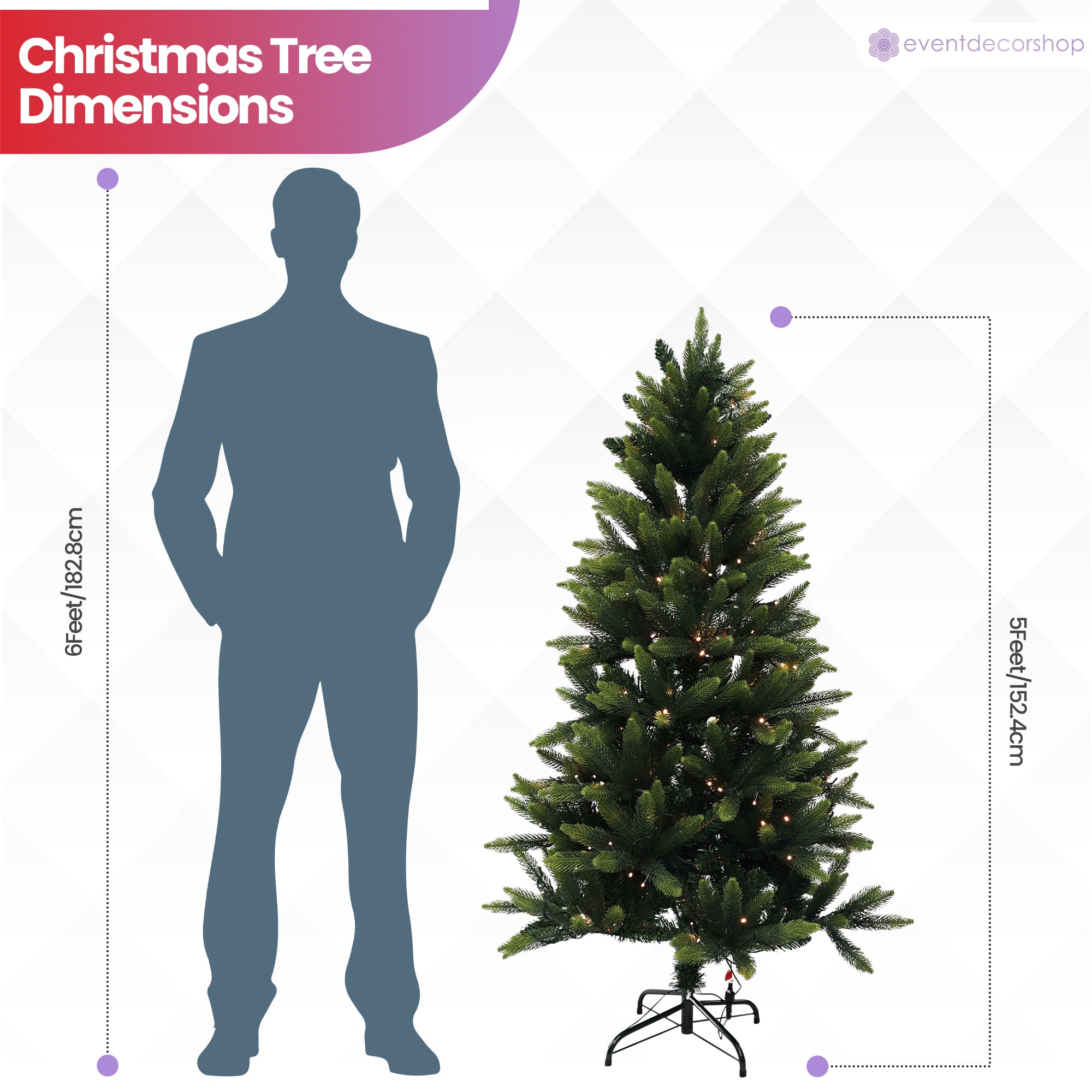 Nordic Christmas Tree with Warm White Lights - 4ft/5ft/6ft