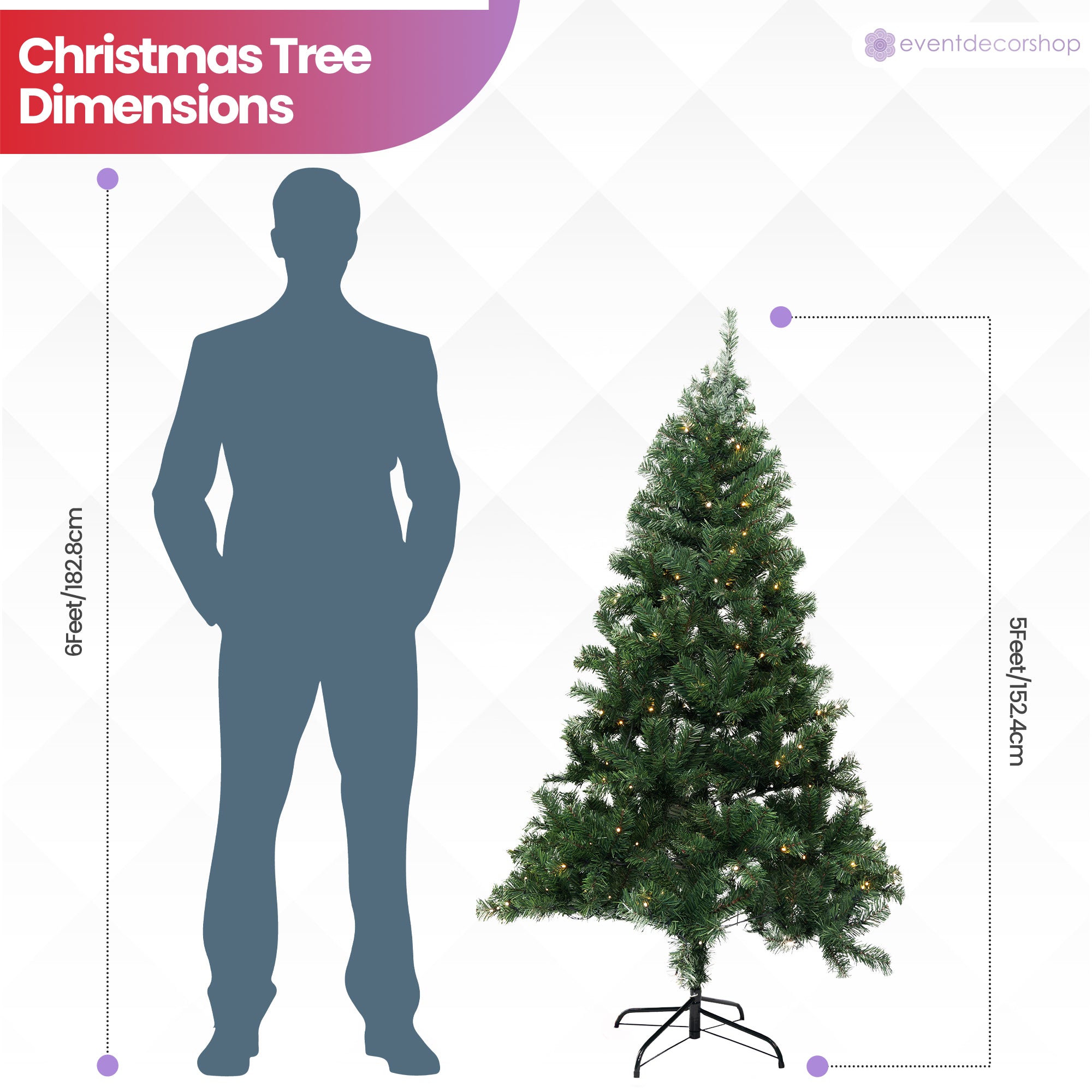 Alpine Christmas Tree with Warm White Lights - 4ft/5ft/6ft