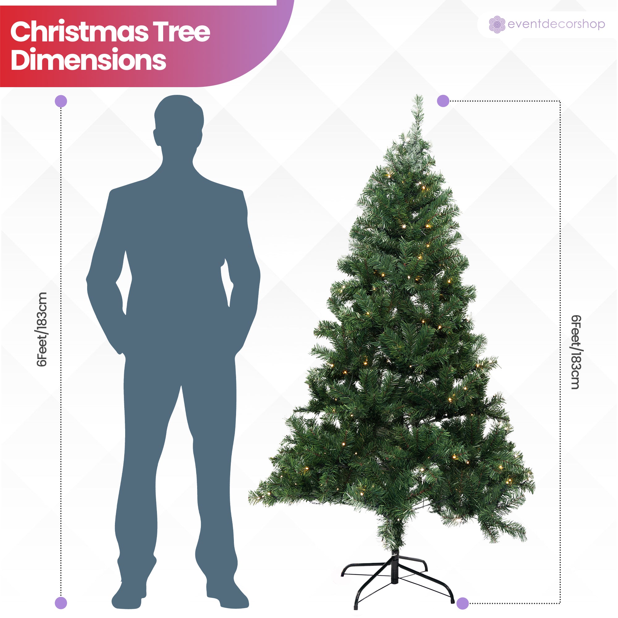 Alpine Christmas Tree with Warm White Lights - 4ft/5ft/6ft