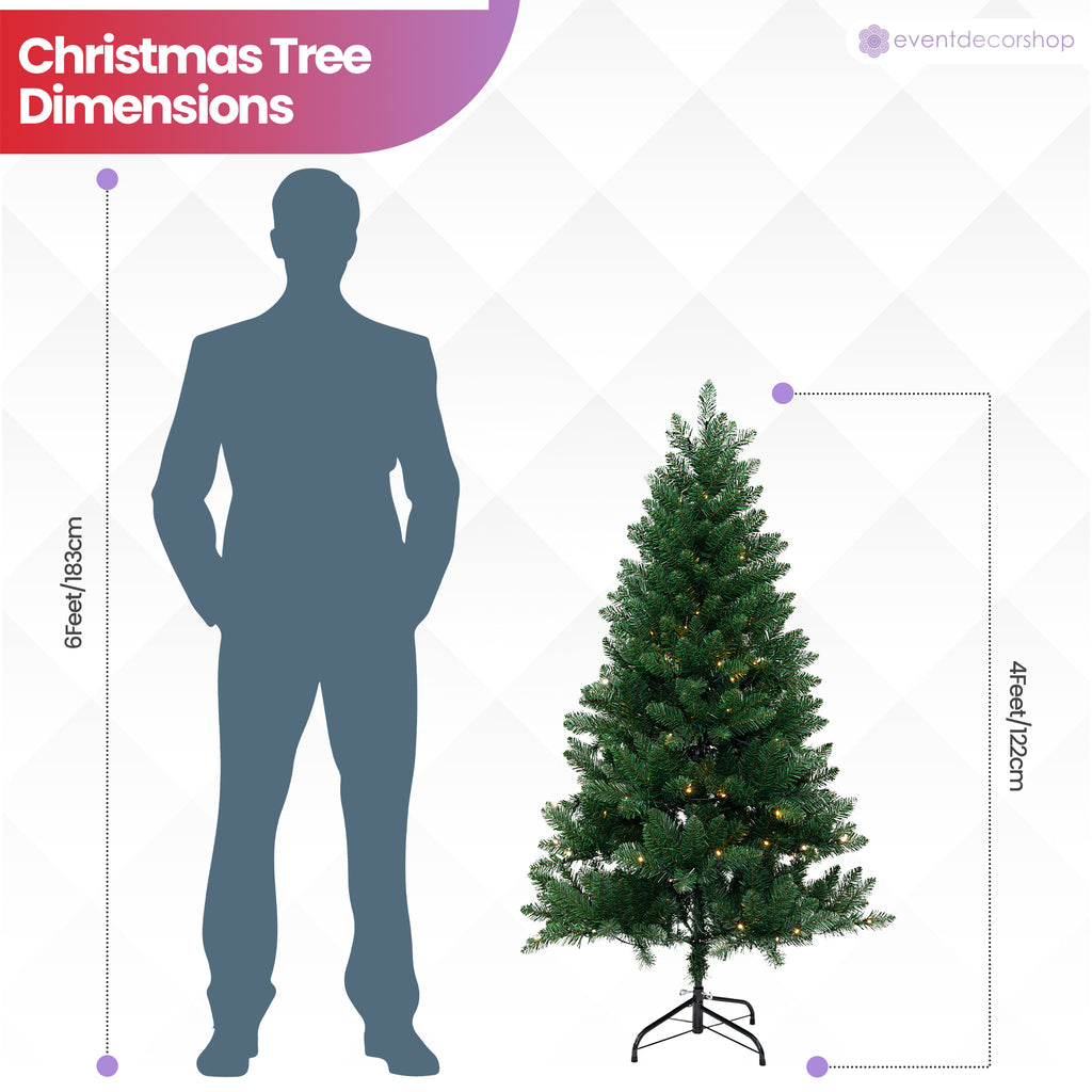 Evergreen Christmas Tree with Warm White Lights - 4ft/5ft/6ft