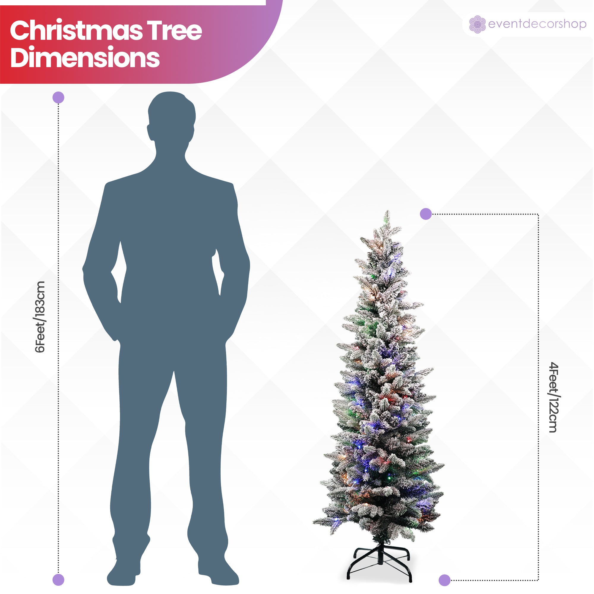 Frosted Whisper Slim Christmas Tree with Warm White Lights - 4ft/5ft/6ft