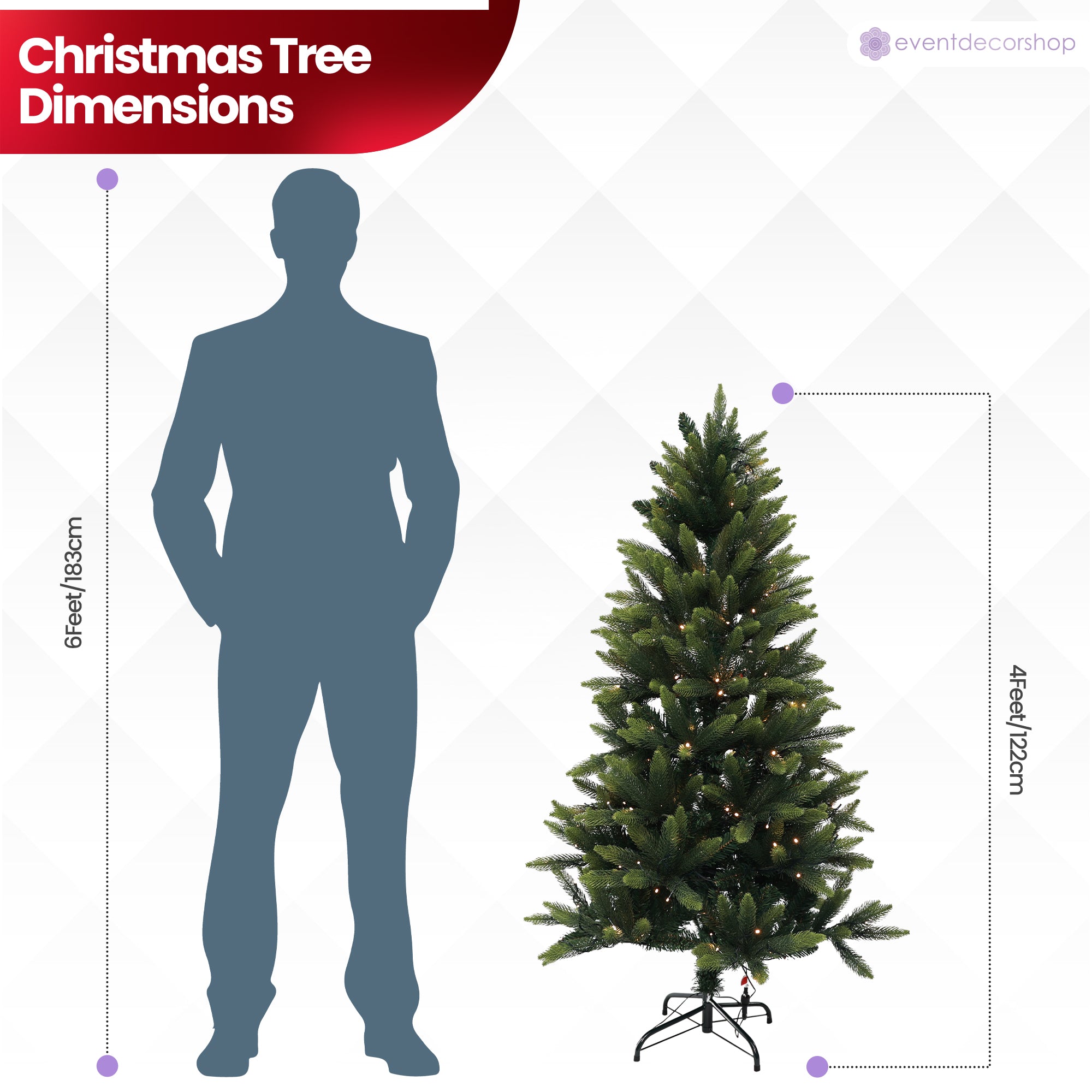 Nordic Christmas Tree with Warm White Lights - 4ft/5ft/6ft