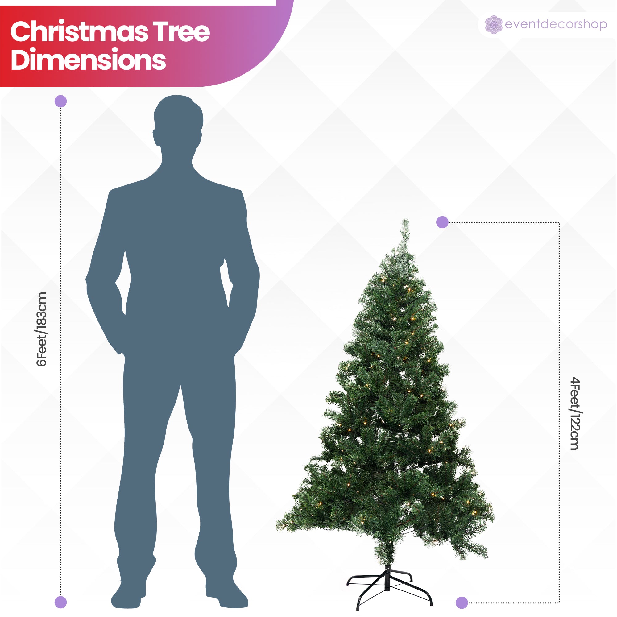 Alpine Christmas Tree with Warm White Lights - 4ft/5ft/6ft