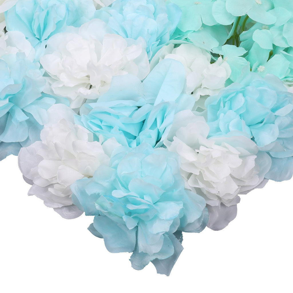 Hydrangea Artificial Flower Wall Panel 60cm x 40cm - Blue & White x 12