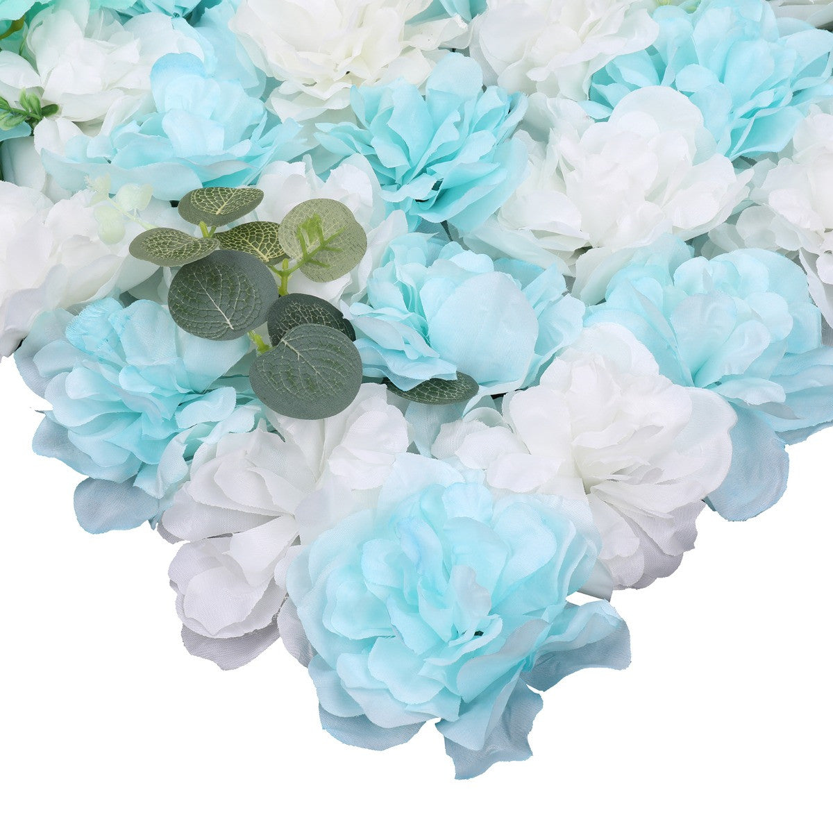 Hydrangea Artificial Flower Wall Panel 60cm x 40cm - Tiffany Blue with Leaves