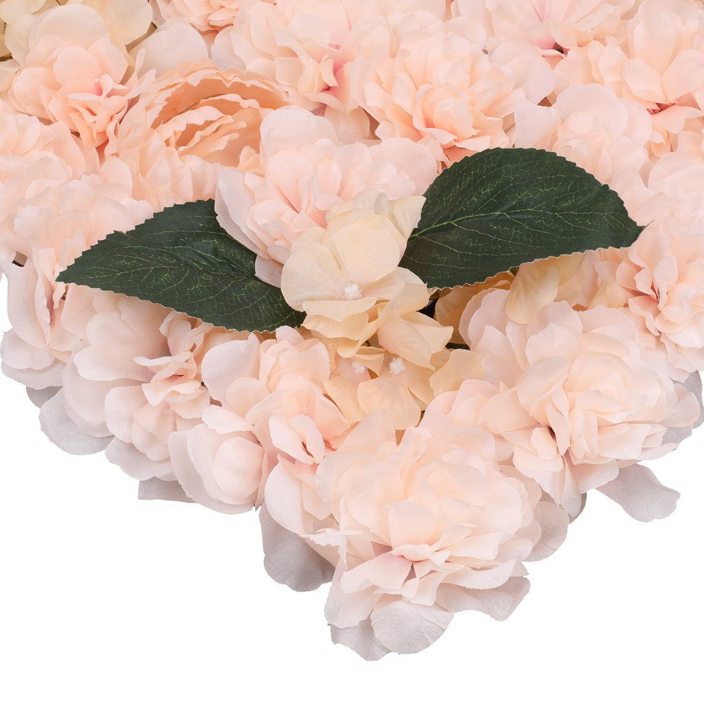 Hydrangea Artificial Flower Wall Panel 60cm x 40cm - Champagne with Leaves