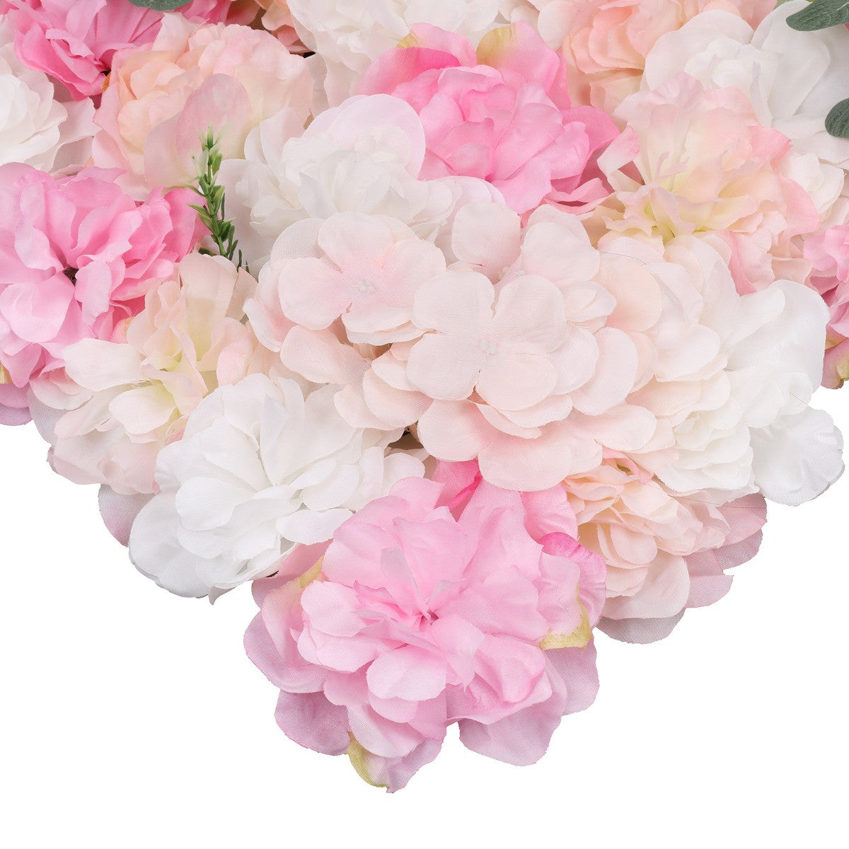 Hydrangea Artificial Flower Wall Panel 60cm x 40cm - Pink & Peach with Leaves