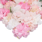 Hydrangea Artificial Flower Wall Panel 60cm x 40cm - Pink & Peach with Leaves x 12
