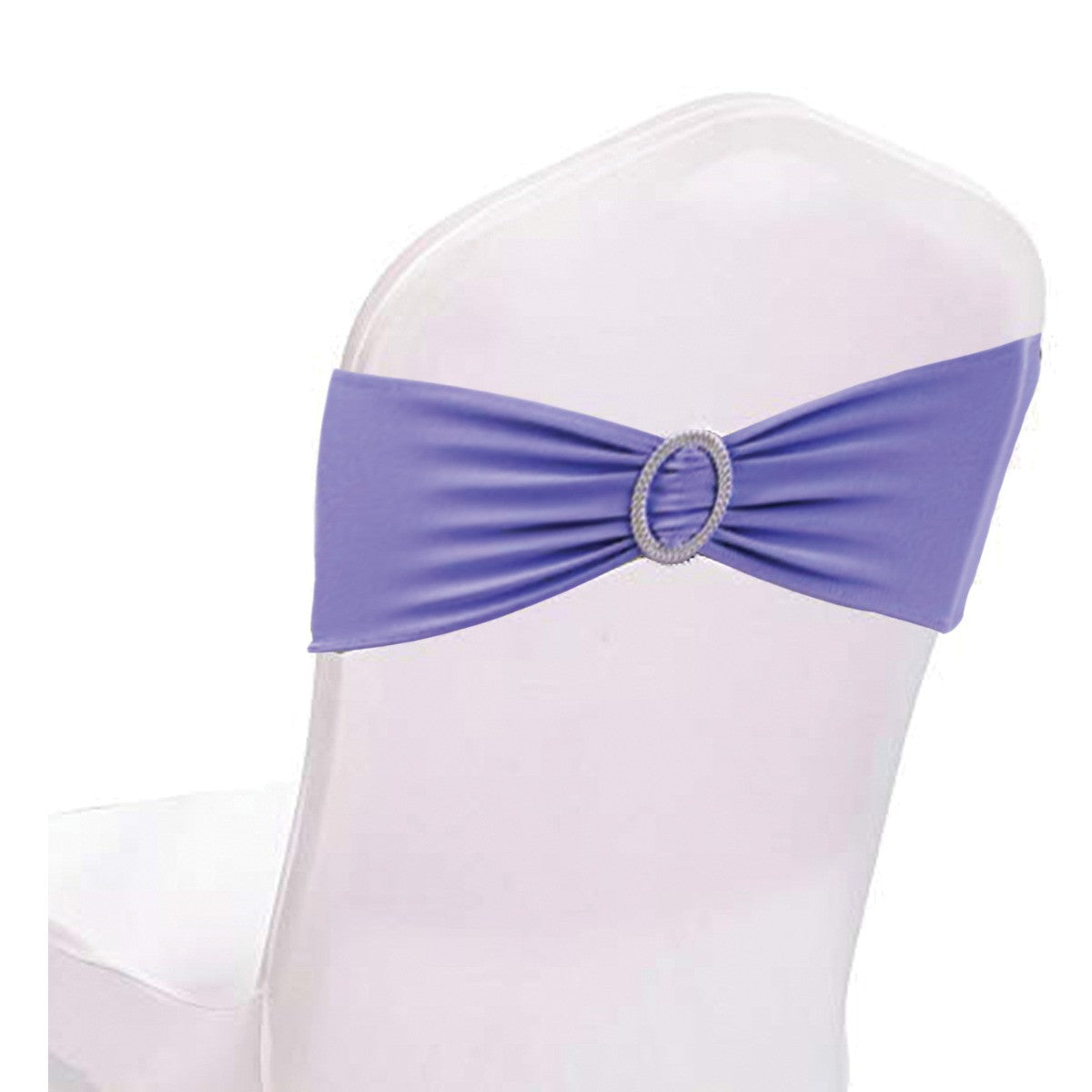 Spandex Chair Band with Round Diamante Buckle - Lavender