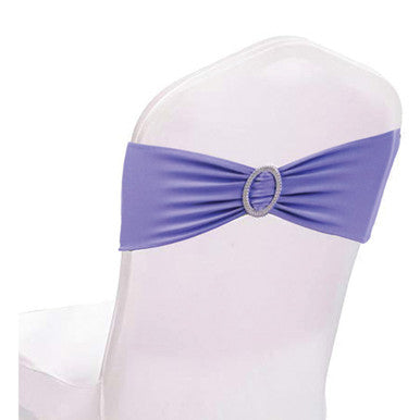 Spandex Chair Band with Round Diamante Buckle - Lavender