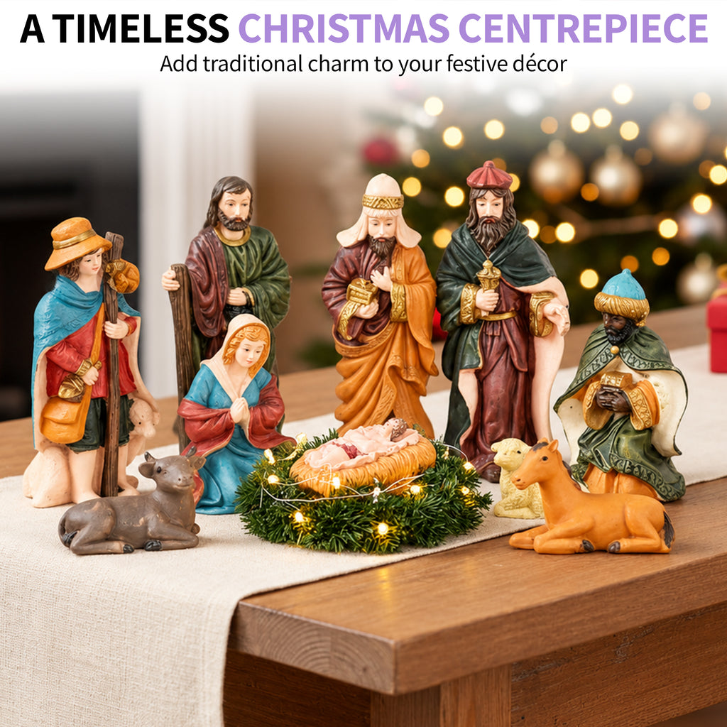 Set of 10 Resin Nativity Figures
