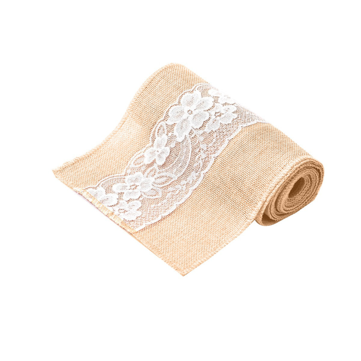 11" x 108" Hessian & White Lace Table Runner