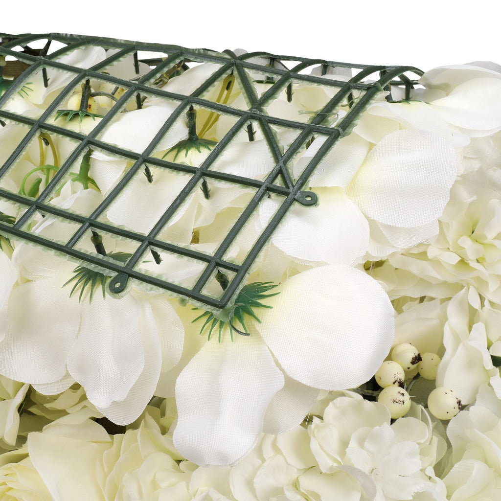 Hydrangea Artificial Flower Wall Panel 60cm x 40cm - Ivory with Berries