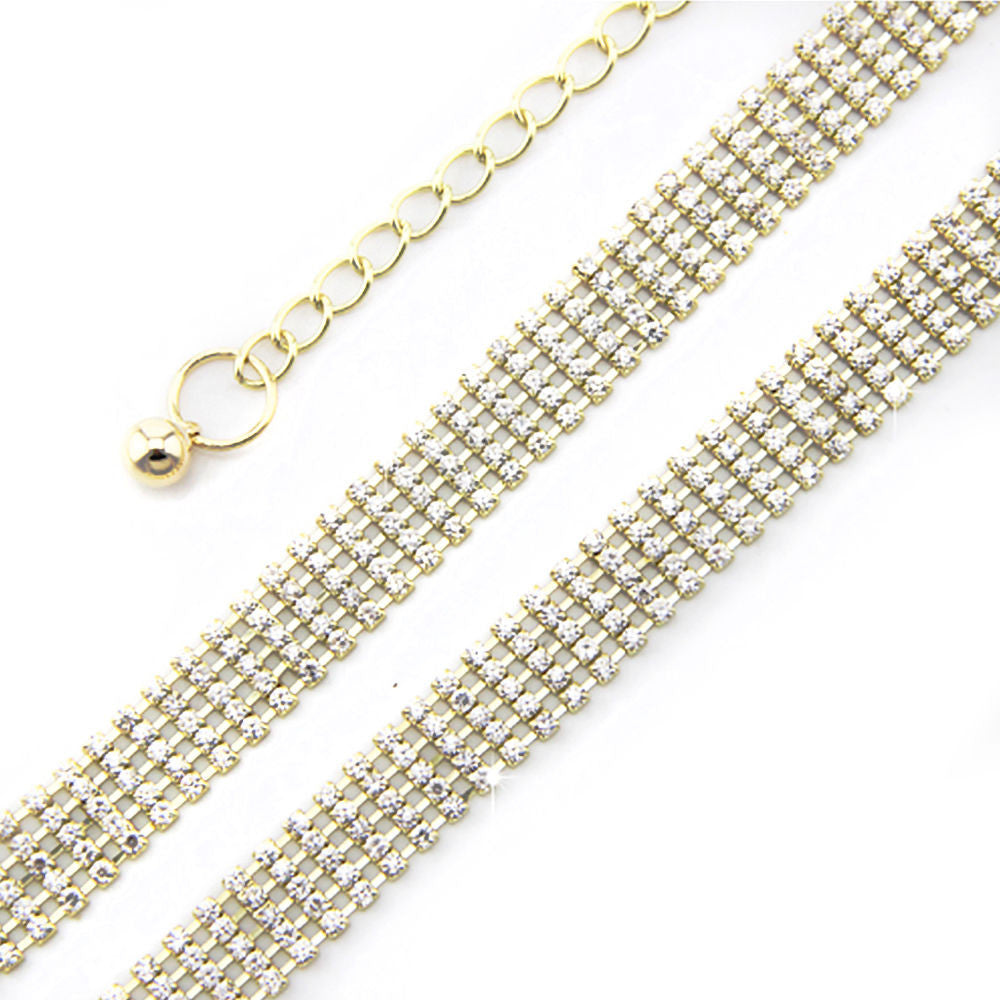5 Row Diamante belt - Gold