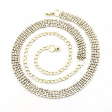 5 Row Diamante belt - Gold