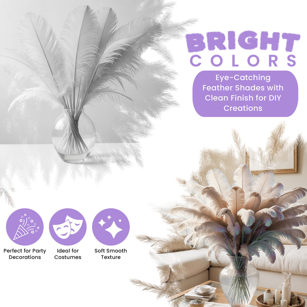 35-40cm Loose Ostrich Feathers, 5pcs - White