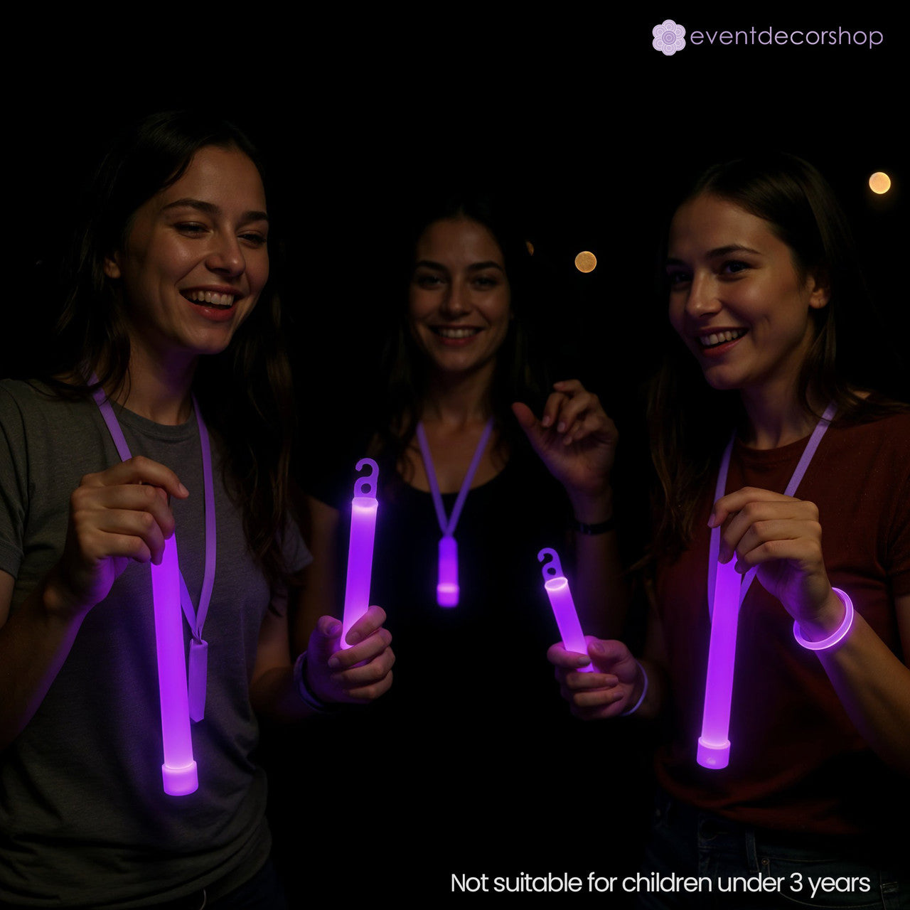 6" Premium Neon Glow Sticks (Pack of 25) - Purple
