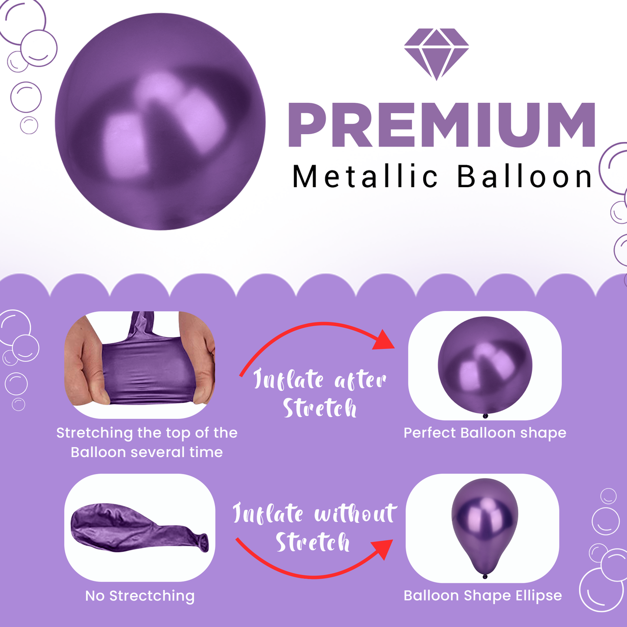 Metallic Shiny Balloons - Purple