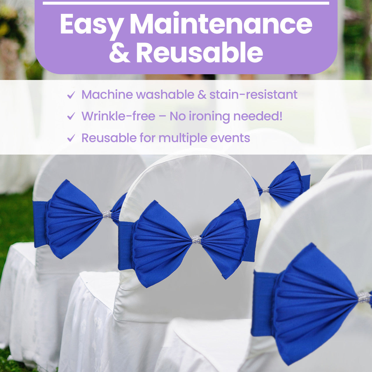 Spandex Chair Band with Large Bow - Royal Blue