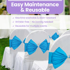Spandex Chair Band with Large Bow - Turquoise