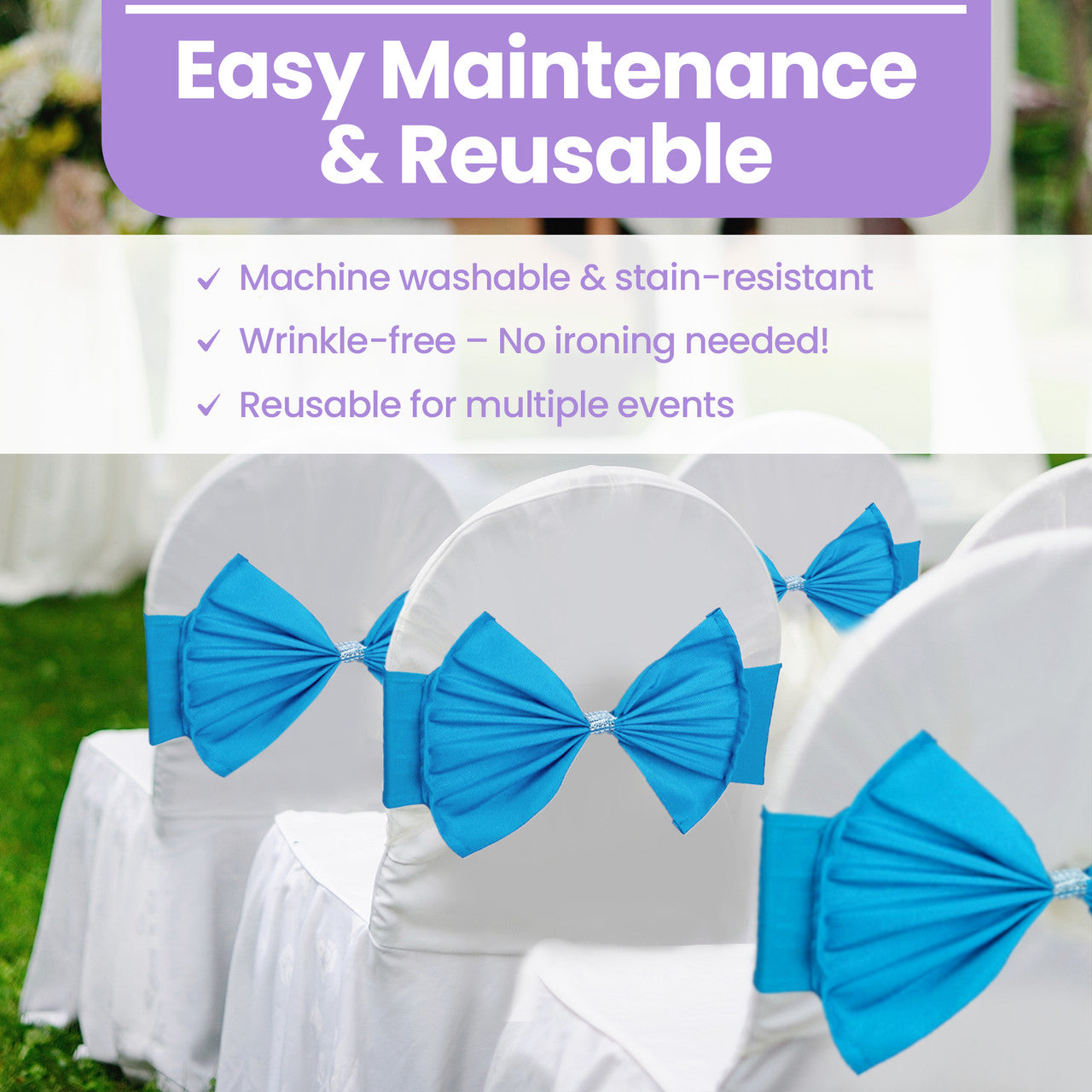 Spandex Chair Band with Large Bow - Turquoise
