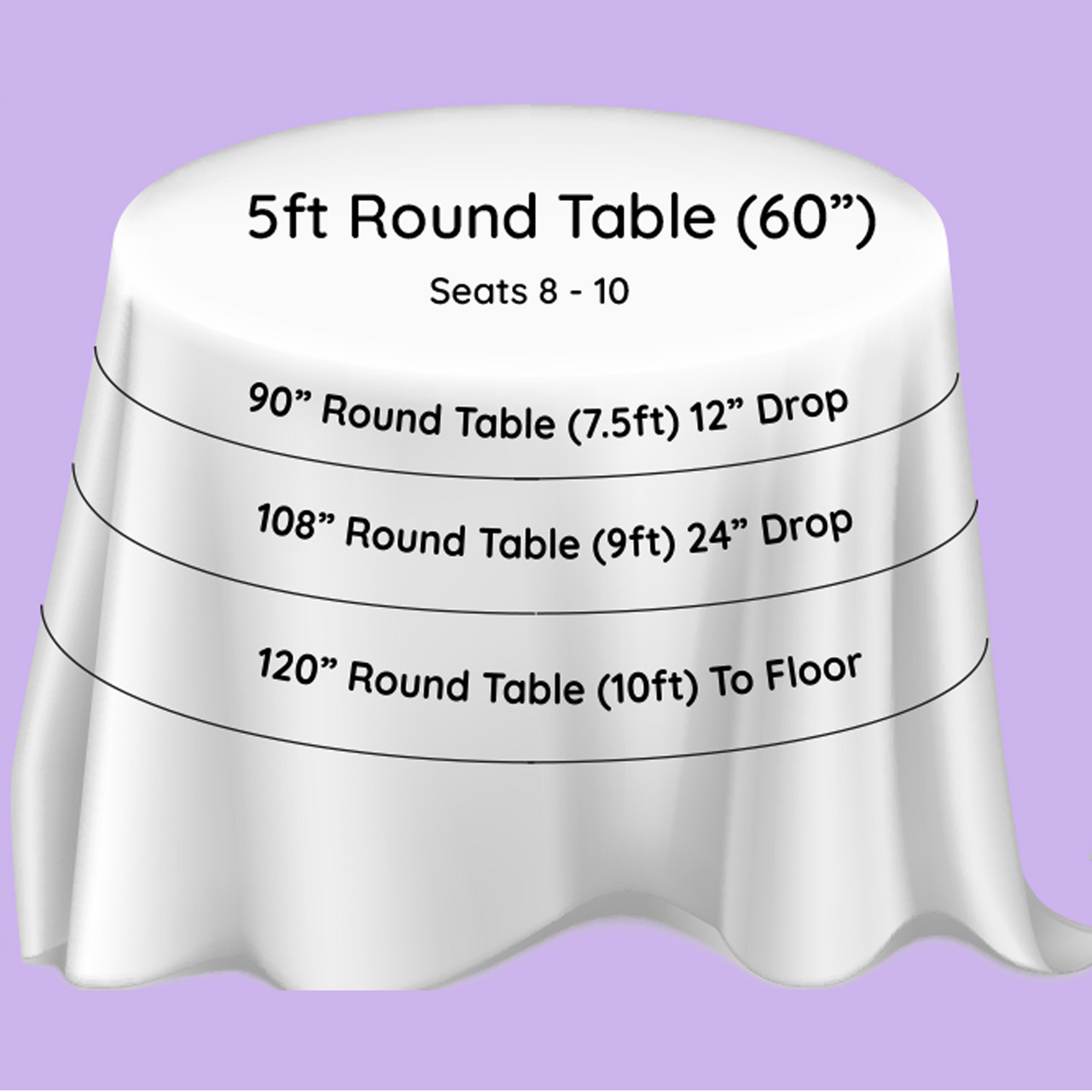 130GSM Round Polyester Tablecloth - Black