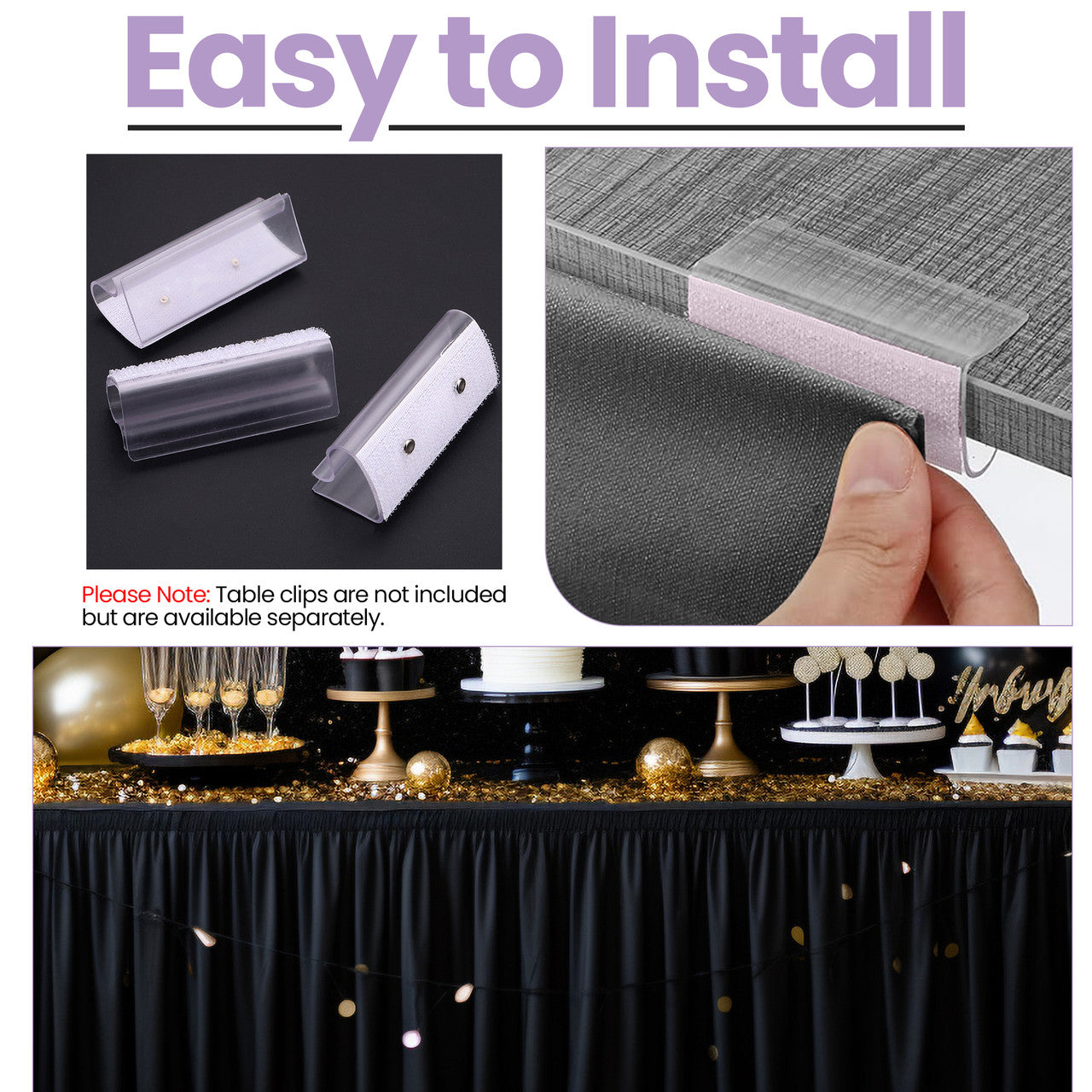 Polyester Table Skirt - Black